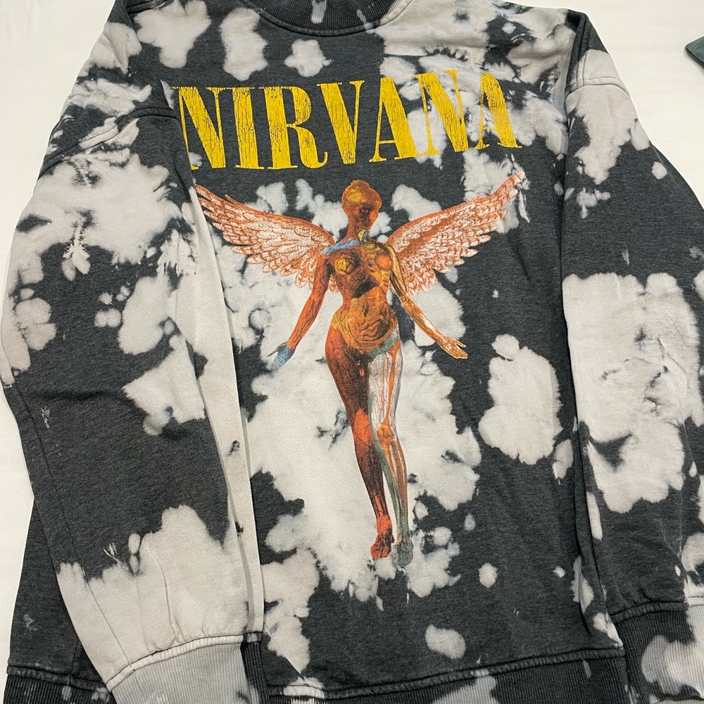 Acid Wash Nirvana Retro Crew Neck Sweatshirt